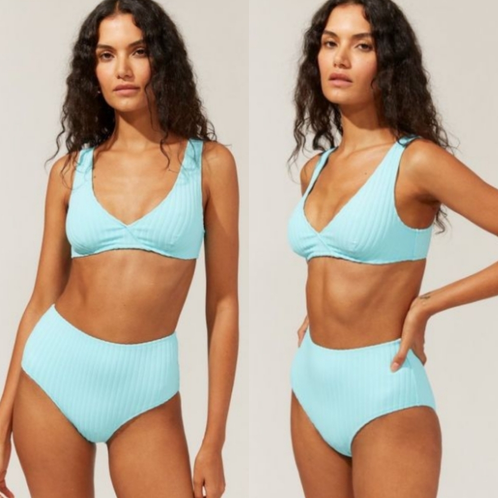 SOLID & Striped the Beverly Bikini Set Solid Rib in Light Blue